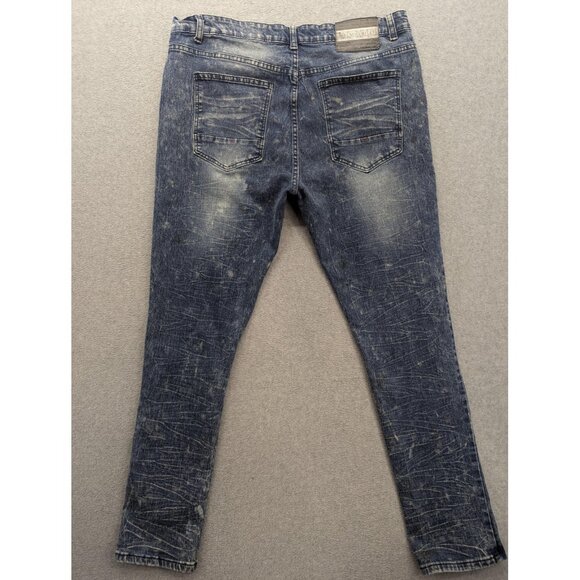 Denim & Rivets Jeans Mens 40 Blue Distressed Stretch Paint Splatter DR1923 - Picture 10 of 16